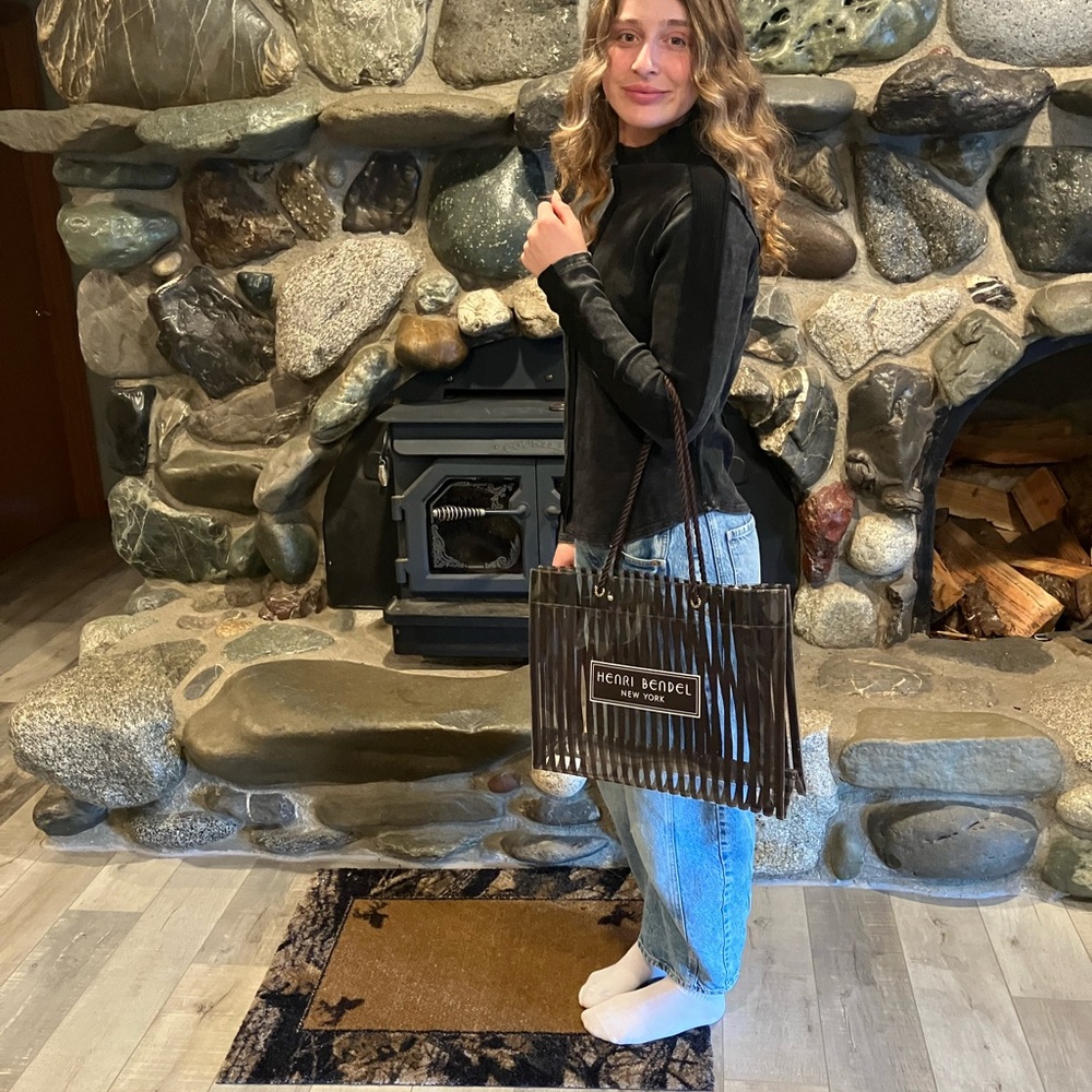 Henri Bendel Black and Clear Striped Tote